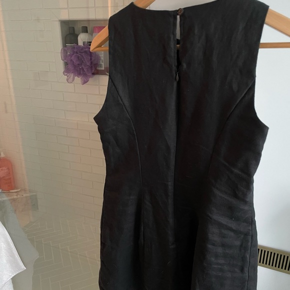 Reformation Black Linen Citron Dress Petite 4 - Picture 4 of 4